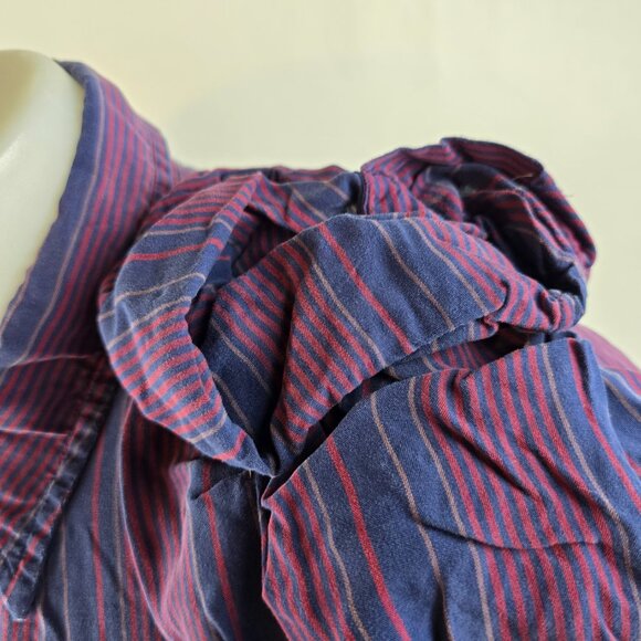 Christian Dior Shirt Mens XL Purple Blue Striped Button Up Rayon Made in USA VTG - Picture 6 of 10